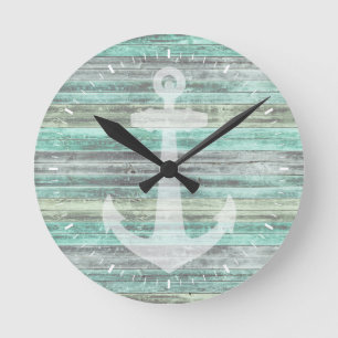 Horloge Ronde Ancre de décoration côtière rustique