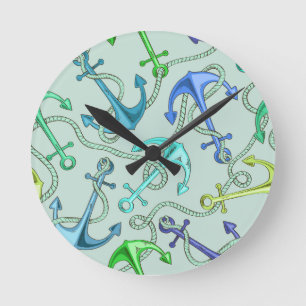 Horloge Ronde Ancres flottantes et motif de corde