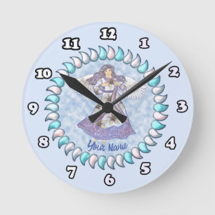 Horloge Ronde Ange à fleurs de lilly