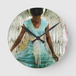 Horloge Ronde Ange de gratitude