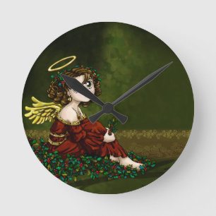 Horloge Ronde Ange de houx