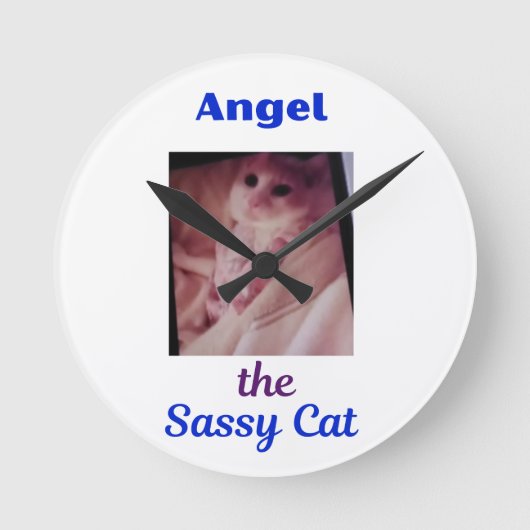 Horloge Ronde Angel the Sassy Cat Wall Clock (Recto)