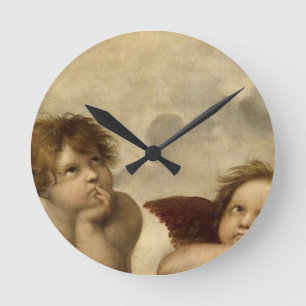Horloge Ronde Angels Cherubs Raphael Santi Sistine Madonna Sweet