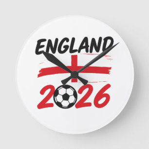 Horloge Ronde Angleterre 2026 Design de fan de football, croix e