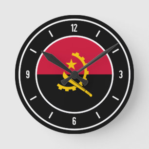 Horloge Ronde Angola Drapeau élégant