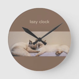 Horloge Ronde Animaux Chats Siamois
