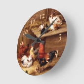 Horloge Ronde Animaux familiers de lapin de coq (Angle)