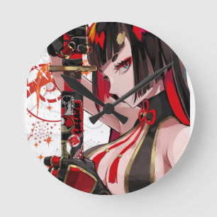 Horloge Ronde Anime fille Samurai