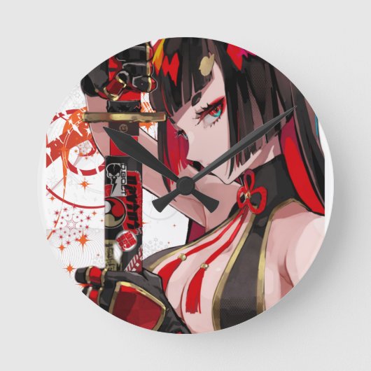Horloge Ronde Anime fille Samurai (Recto)