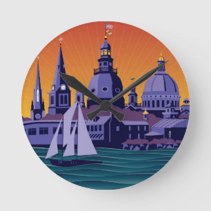 Horloge Ronde Annapolis Steeples et coupoles : Coucher du soleil