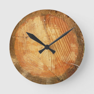 Horloge Ronde ANNEAUX D'ARBRE bois naturel