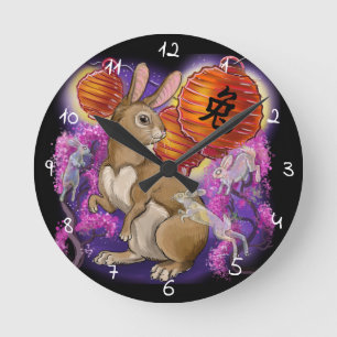 Horloge Ronde Année chinoise du zodiaque du lapin