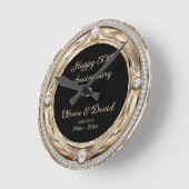 Horloge Ronde Anniversaire du Mariage de diamants d'argent (Angle)