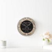 Horloge Ronde Anniversaire du Mariage de diamants d'argent (Maison)