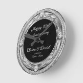Horloge Ronde Anniversaire Mariage de diamants d'argent de luxe (Angle)