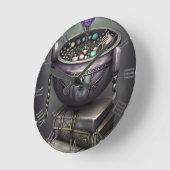 Horloge Ronde Antique Steampunk Cauldron | Pile de Spellbooks (Angle)