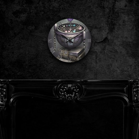 Horloge Ronde Antique Steampunk Cauldron | Pile de Spellbooks
