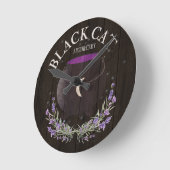 Horloge Ronde Apothécaire de chat noir (Angle)