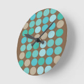 Horloge Ronde Aqua Blue Teal & Brown Dots Pattern (Angle)