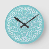 Horloge Ronde Aqua Cross Stitch Wall Clock (Recto)