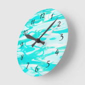 Horloge Ronde Aqua Green Pool Water Abstract (Angle)