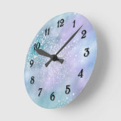 Horloge Ronde Aqua Purple Sparkle (Angle)