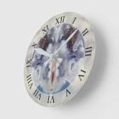 Horloge Ronde Aquarelle Abstraite II (Angle)