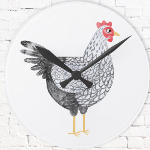 Horloge Ronde Aquarelle amusante Wyandotte poulet