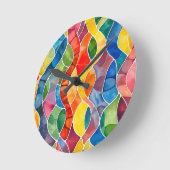Horloge Ronde Aquarelle Arc-en-ciel en verre (Angle)