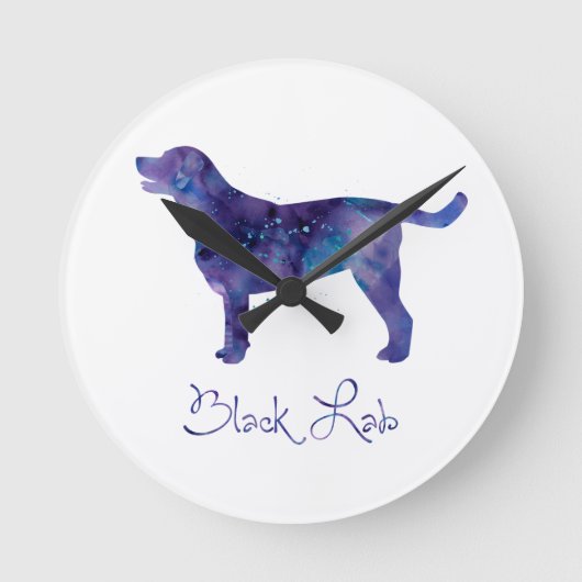 Horloge Ronde Aquarelle Black Lab (Recto)