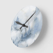Horloge Ronde Aquarelle bleu foncé Forêt Abstraite (Angle)