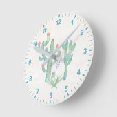 Horloge Ronde Aquarelle bohémienne Cactus (Angle)
