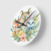 Horloge Ronde Aquarelle conception d'animaux mignons (Angle)