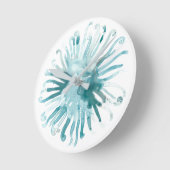 Horloge Ronde Aquarelle Corail - Bleu 2 (Angle)