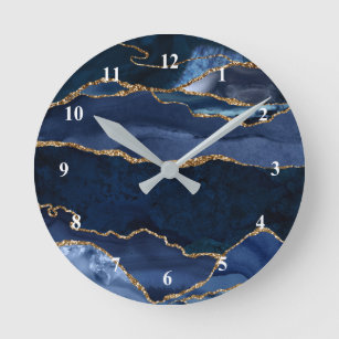 Horloge Ronde Aquarelle d'aquarelle marine Abstraite
