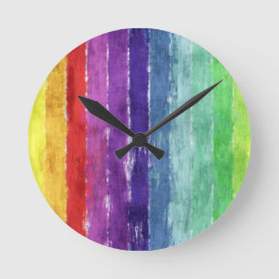 Horloge Ronde Aquarelle de bandes géométriques