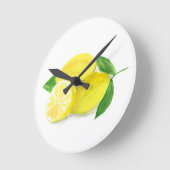 Horloge Ronde Aquarelle de Fruit de Citron jaune Citron (Angle)