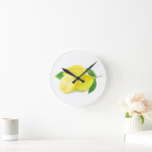 Horloge Ronde Aquarelle de Fruit de Citron jaune Citron (Maison)