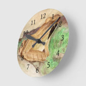 Horloge Ronde Aquarelle de grenouille à bois (Angle)
