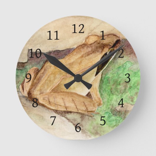 Horloge Ronde Aquarelle de grenouille à bois (Recto)