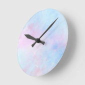Horloge Ronde Aquarelle Dreamy Rose bleu turquoise (Angle)