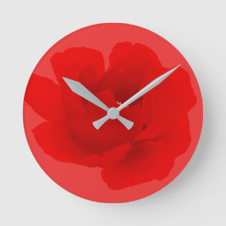Horloge Ronde Aquarelle Florale Crimson Peony rouge