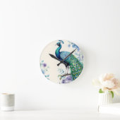 Horloge Ronde Aquarelle florale Peacock (Maison)