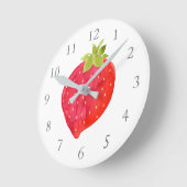 Horloge Ronde Aquarelle fraise (Angle)