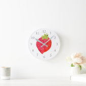 Horloge Ronde Aquarelle fraise (Maison)