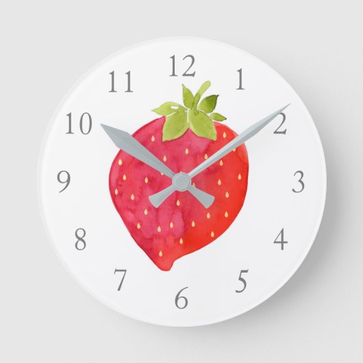 Horloge Ronde Aquarelle fraise (Recto)