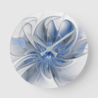 Aquarelle gris bleu Abstrait Fractal Art Flower
