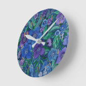 Horloge Ronde Aquarelle, jardin fleuri (Angle)