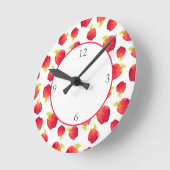 Horloge Ronde Aquarelle Motif de pomme rouge (Angle)