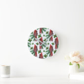 Horloge Ronde aquarelle Oiseau cardinal rouge (Maison)